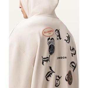 AllSaints Patcher Zip Up Cotton Hoodie